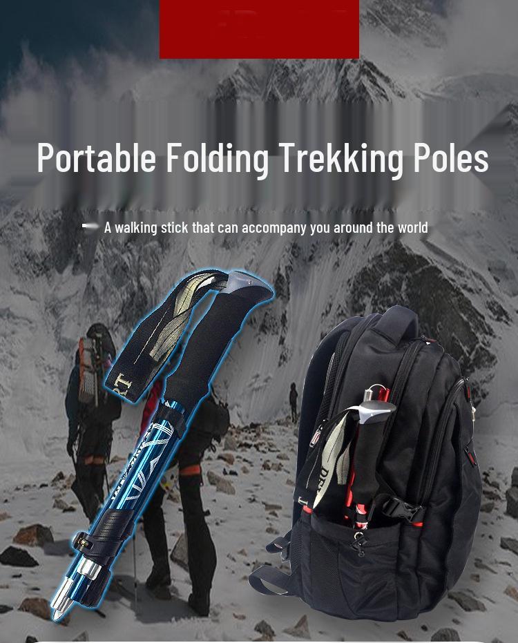 Lightweight Aluminum Folding Telescopic Trekking Pole for Hiking & Climbing