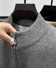 Men's Versatile Solid Color Cardigan: Thickened Knit Sweater with Stand Collar and Zipper for Spring and Autumn