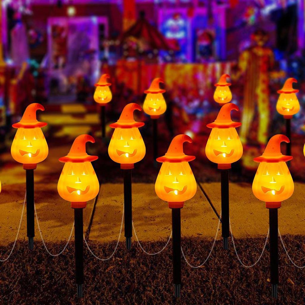 Halloween Pumpkin Stake Lights Halloween Solar Pumpkin Ground Stake Light Orange Garden Decorations Pathway Ground Insert
