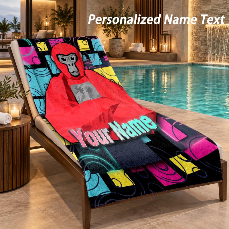 Gorilla Tag cartoon Custom Name Beach Towel Large Soft Towel for Indoor Bathroom Outdoor Beach