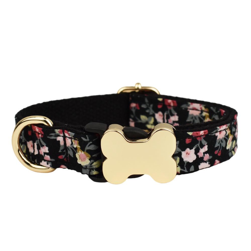 Pet Dog Collar With Printed Design And Bone Decoration For Small Medium Large Pets