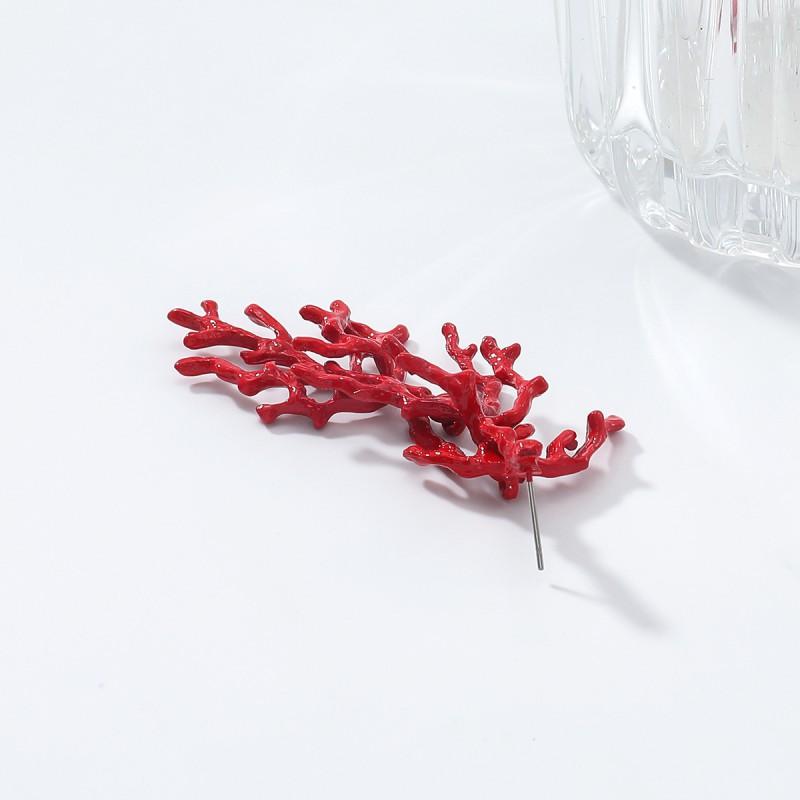 Womens Layered Coral Earrings In Red Zinc Alloy Geometric Design 2025 Fashion Statement Jewelry