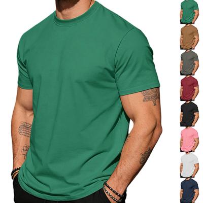 Men's Color Round Neck Top Fashionable Casual Sports Short Sleeved Shirt
