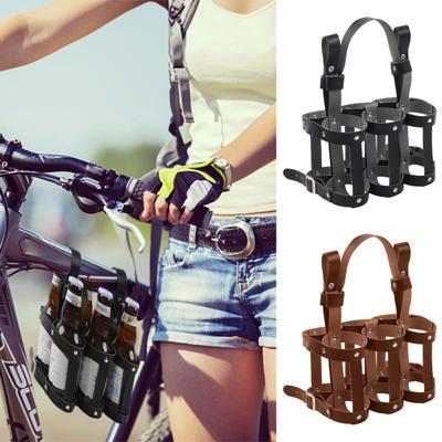 Suport pentru sticle de bere pentru bicicletă, capacitate mare, cu 6 găuri, design din piele artificială, suport pentru sticle de vin, suport pentru băuturi