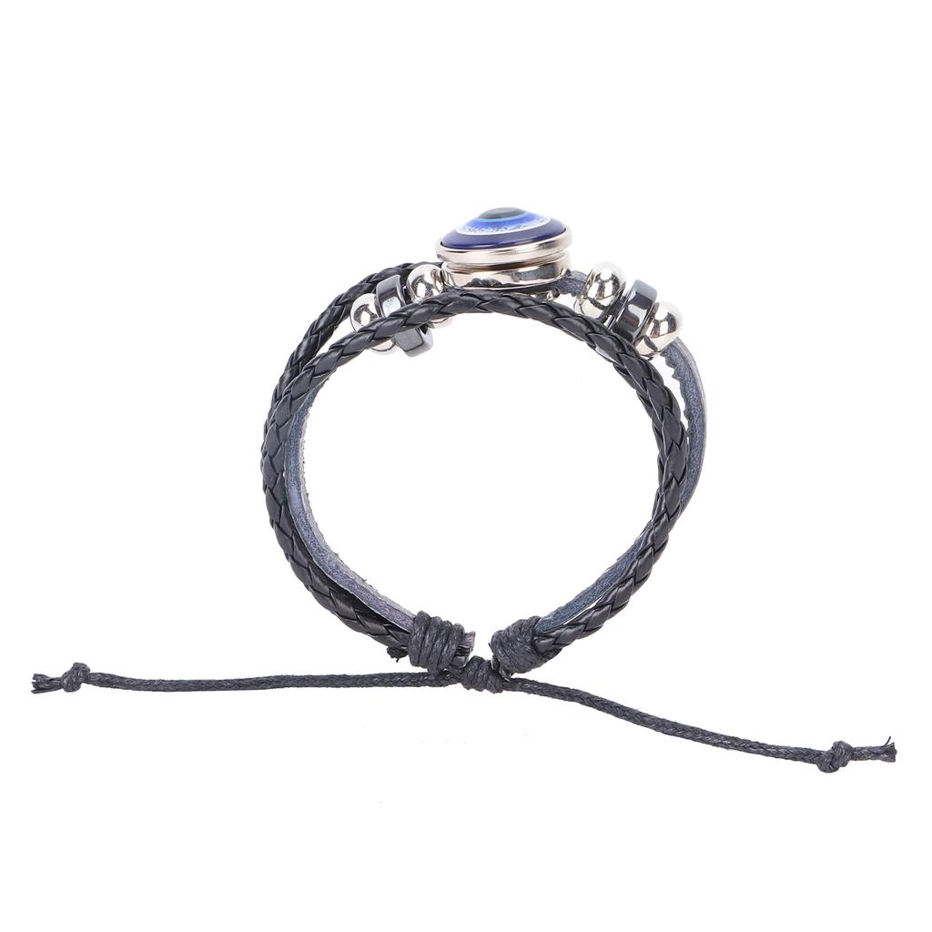 Blue Evil"s Eye Bracelets Turkish Style Adjustable Length HandWoven Leather Men"s Jewelry