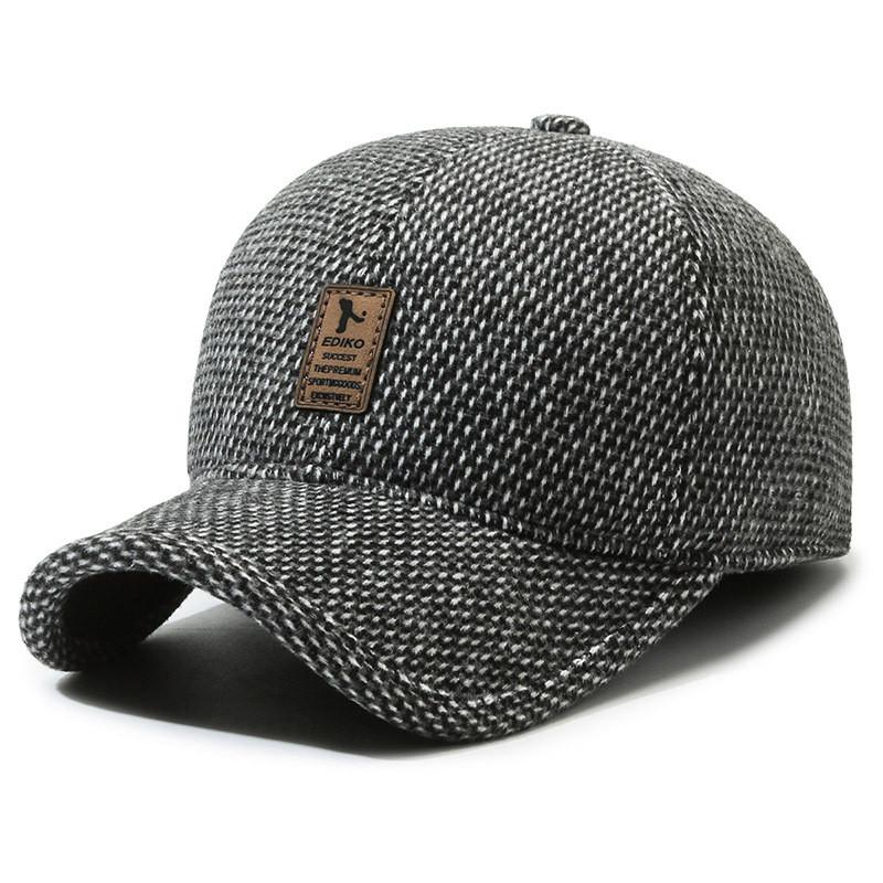 Warm Men's Winter Baseball Cap For Middle-aged Seniors In Thickened Wool Blend Design