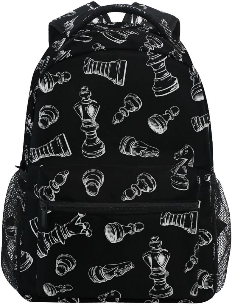 Schwarz Weiß Schachbrett Rucksack Kariert Schultasche Tagesrucksack Reise Wandern Camping Schule Laptoptasche