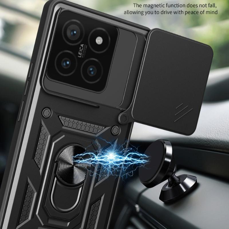 Protection Camera Lens Slide Shockproof Armor Case For Xiaomi 14t Pro 14 T Mi14t Pro Magnetic Ring Stand Holder Cover For Xiaomi 14tpro