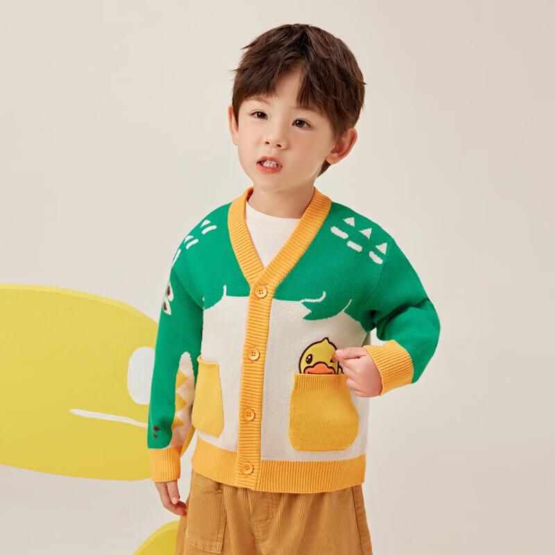 

B.Duck Boys Cartoon V-Neck Color-Block Knit Cardigan 130