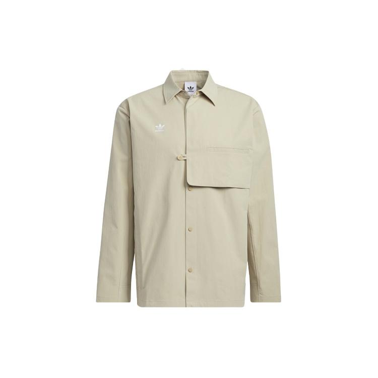 Men s adidas originals Cny Limited Button Sports Long Sleeves Prairie Brown Shirt HD0348 L