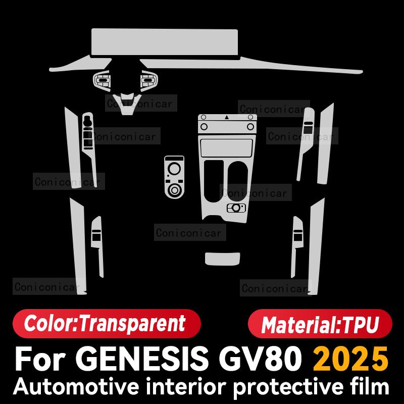 For GENESIS GV80 2025 Car Interior Center Console Trument Dashboard Protective Cover Film Anti-scratch Sticker Accessories
