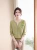 Mom's Elegant Autumn Knit Sweater for Middle-Aged & Elderly Women: Chic Chinese Style Woolen Base Layer