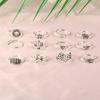 New Retro Alloy Set Leaf Fox Elephant Ring 12-piece Set