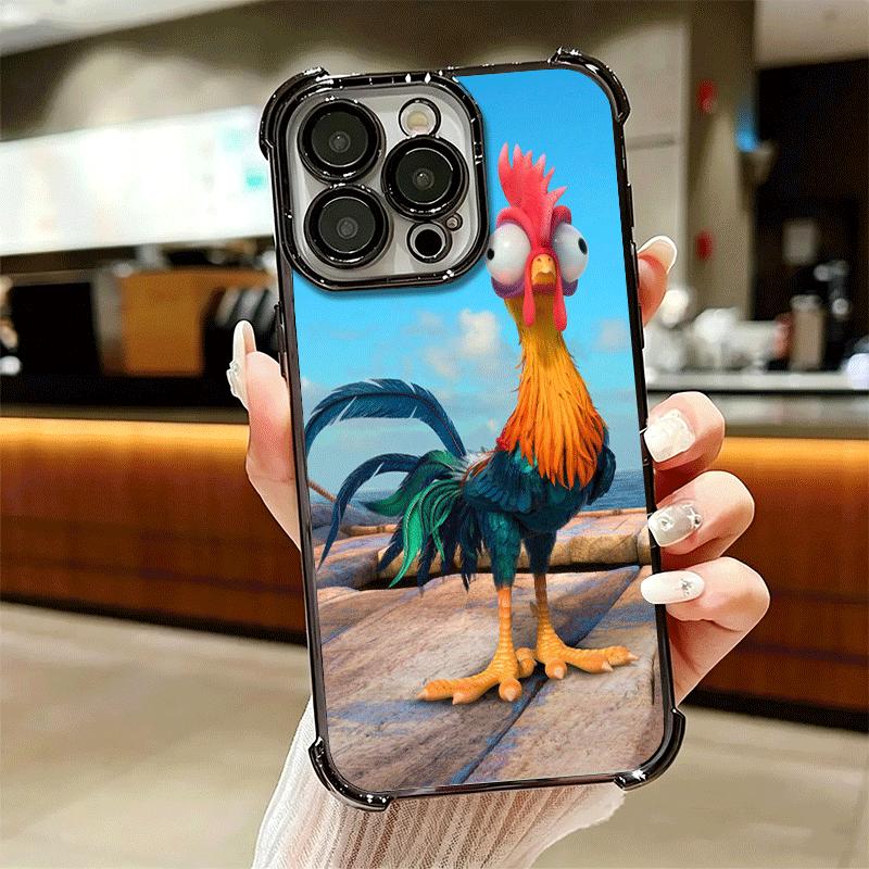 Chicken Hen Rooster Plating Phone Case For Iphone 16 17 Pro Max Air 16E 14 15 Plus 12 13 Mini Anti-Fall Airabag Cover