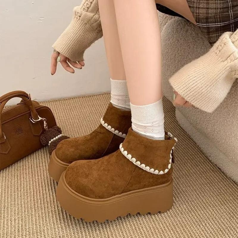 Winter Women Short Tube Warm Snow Boots Suede Comfort Warm Cotton Ankle Boots Trend Cold Resistant Women Short Boots Botas Mujer