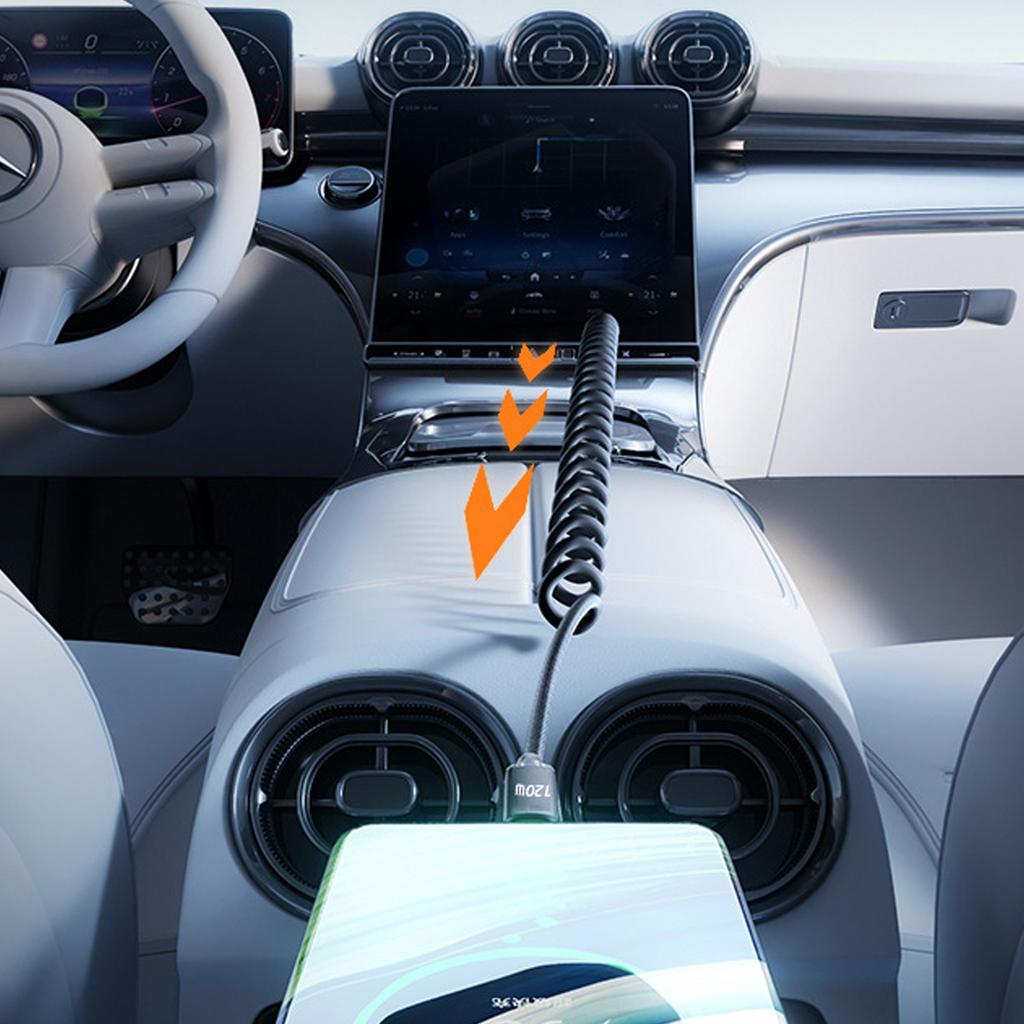 1M/2M USB C To Type C Fast Charge Spring Cable Telescopic Charging Car Phone Charger Data Cord for iPhone Samsung USB Cables