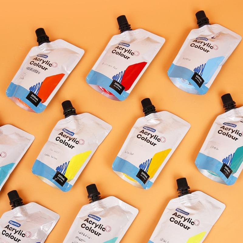 100ml Self-supporting Bag Waterproof Acrylic Paints Portable Small Packaging Paint Supplement Bag Studio Classroom Art Supplies
