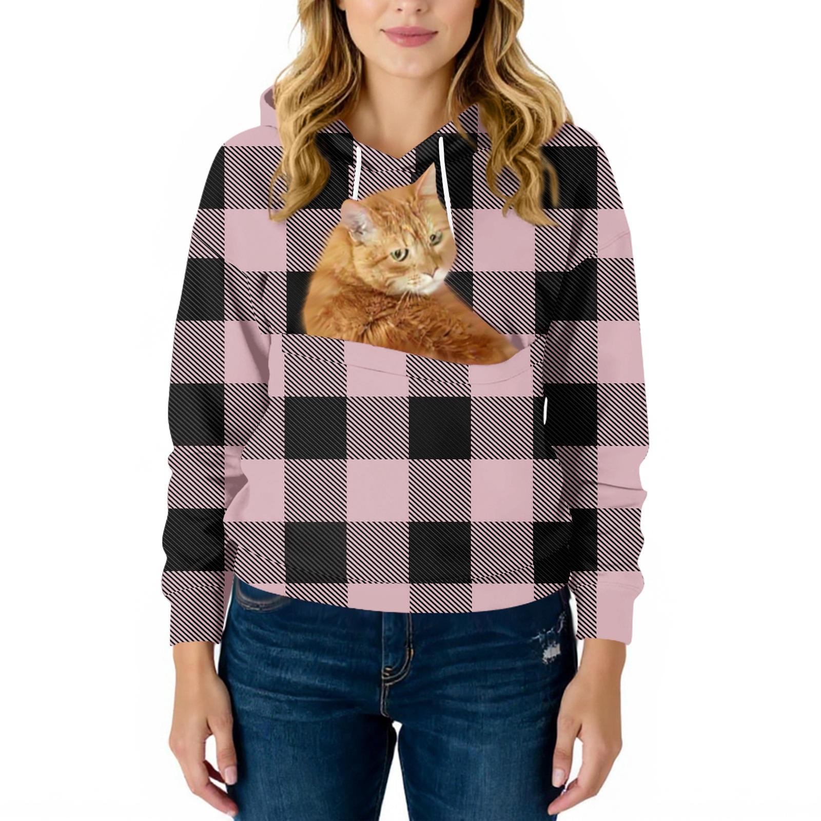 

Женский модный повседневный свитшот с длинными рукавами, карманом, капюшоном и принтом L