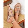 New Large Size Rhinestone Casual Versatile Comfortable Flower Flat Sandals Women
