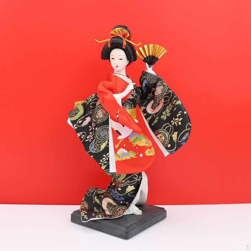 Ethnic Japanese Geisha Doll Collectible Figurine Female Statue Kimono for Home Office