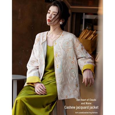 Elegante Jacke im neuen chinesischen Stil mit Cashew-Jacquard