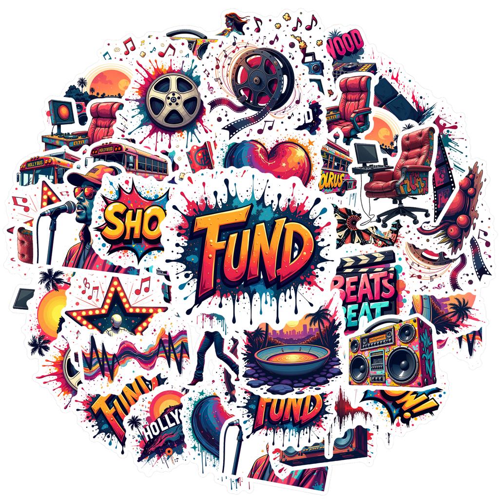 35pcs-70pcs Vivid Stickers Colorful Gaming Stickers Music Decals For Guitar DIY  Skateboard Laptop Luggage Decor DIY