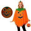 Adult & Kids Glow-in-the-Dark Pumpkin Costume Set (Hat & Cape) for School or Halloween Party