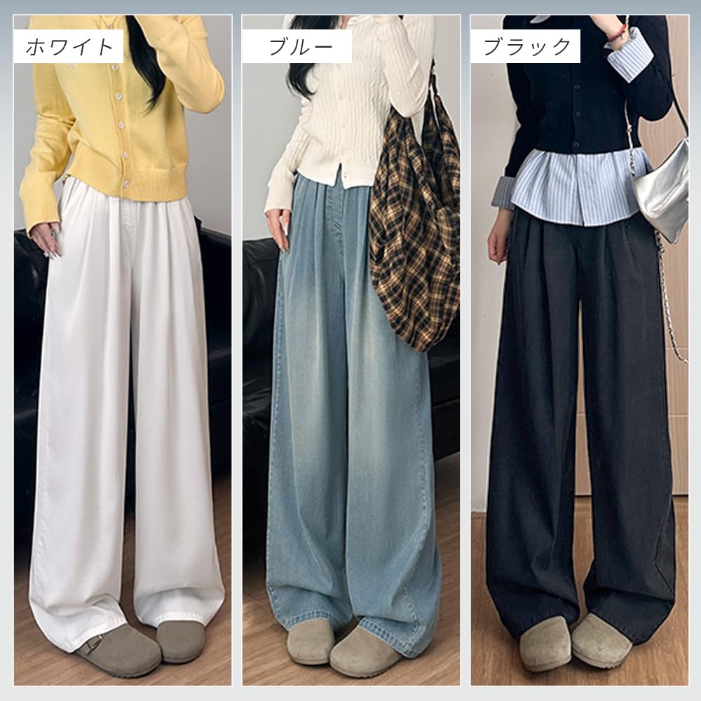 PAFHL Wide Leg Denim Loose Fits Petites Women's Jeans, Fit, Casual, Long, (083 Black, XL)