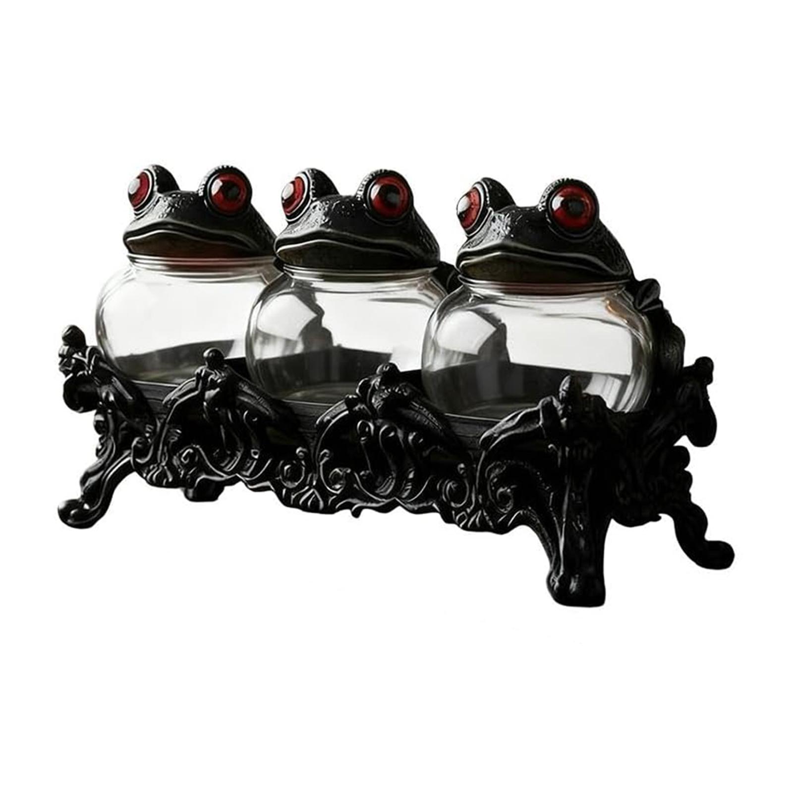 

Gothic Food Storage Containers with Frogs Lids Vintage Class Apothecary Jar Leakproof for Pantry Cabinet Counter Food Cooking