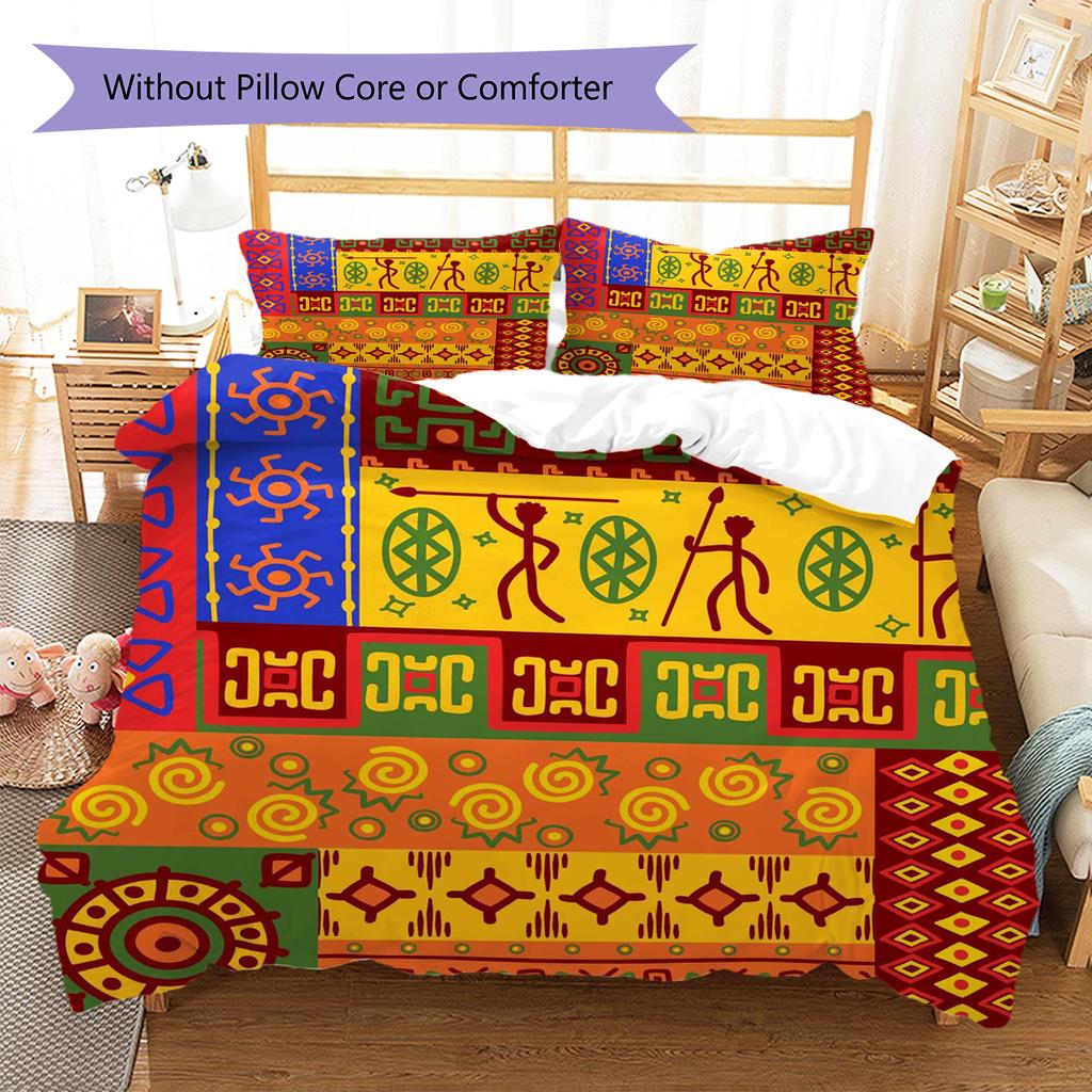 Ethnic Tribal Texture Pattern Bedding Quilt Set Quilt Cover Pillowcase Home Decoration Gift (1 * duvet cover + 2 * pillowcase, without core)