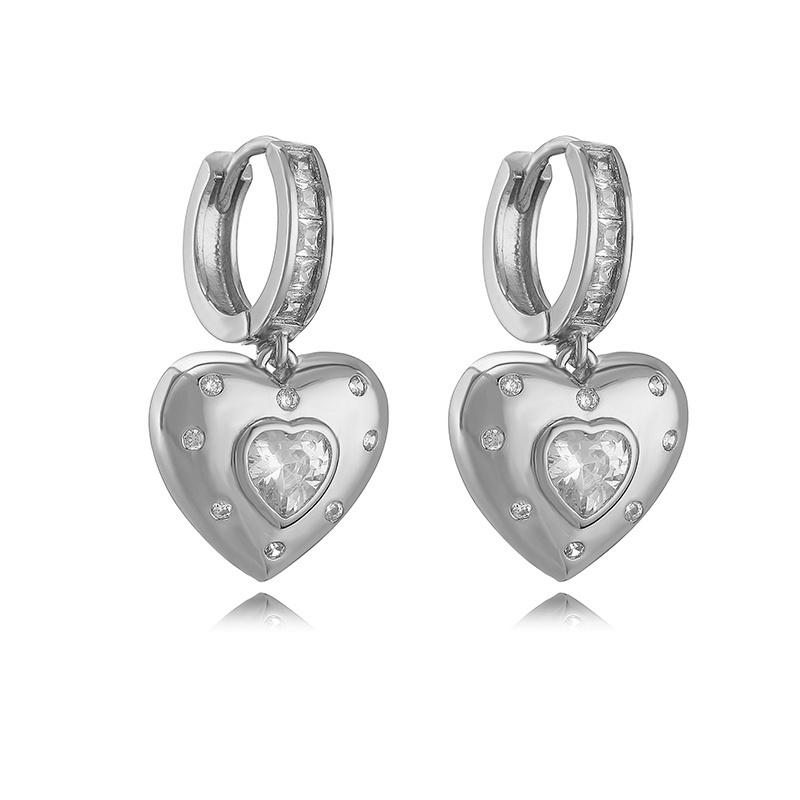HECHENG,New Rainbow CZ Huggie Hoop Earrings for Women Gold Plated Crystal Heart Star Drop Earring Statement Fashion Zircon Gift