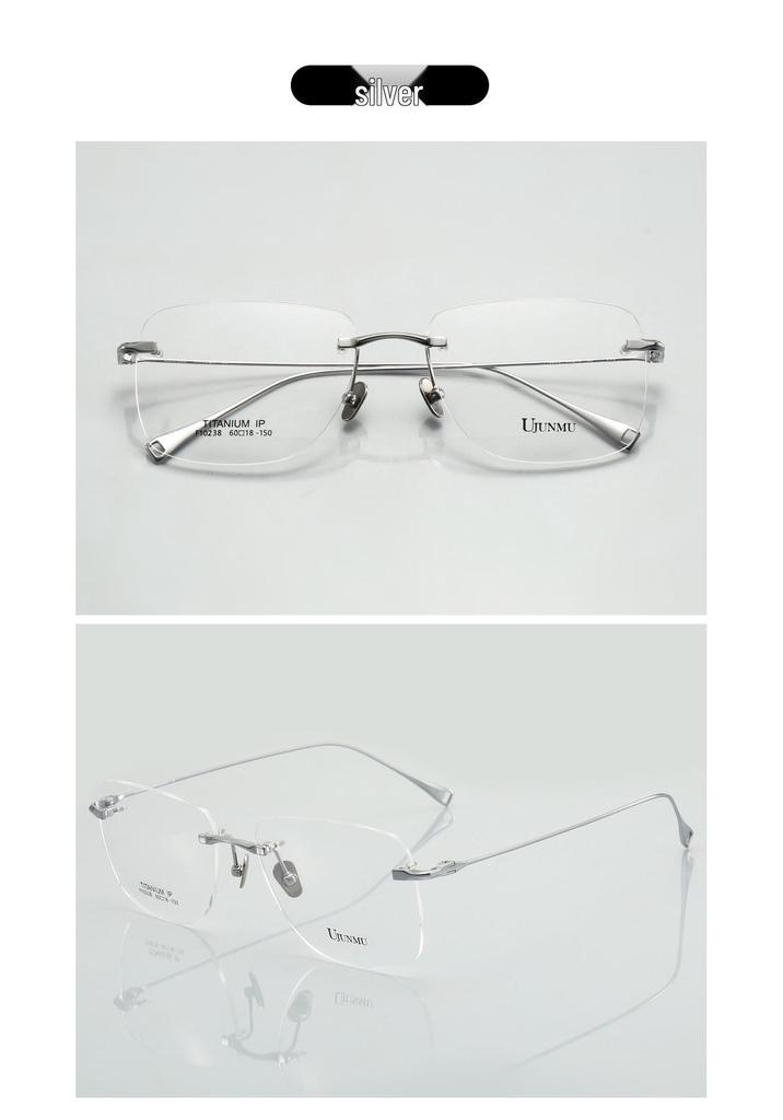 Japanese-Style Rimless Glasses Frame, Ultra-Light Pure Titanium, Large Frame for Myopia, High-Quality Design