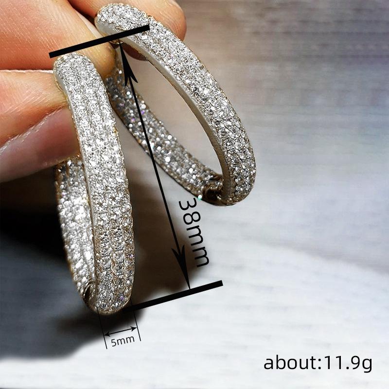 Exaggerated Full Diamond Earrings Women, Personalized Niche Elegant Jewelry, Fashionable Internet Celebrity Light Luxury Style