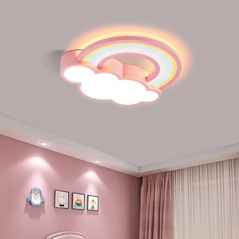 Children's Room Ceiling Lamp Cartoon Rainbow Clouds Simple And Warm Boys And Girls Bedroom Princess Room Light Fixtures