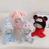 Children's Scarf and Hat All in One Festive and Cute Nezha Ear Protection Hat Warm and Thickened Plush Pullover Hat for Men and Women
