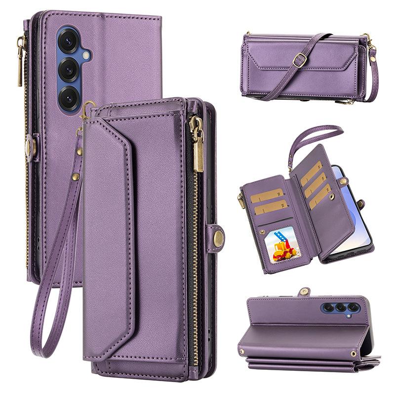 Multifunctional Leather Case Zipper Wallet Card Case Leather Case Flip Samsung iPhone Case