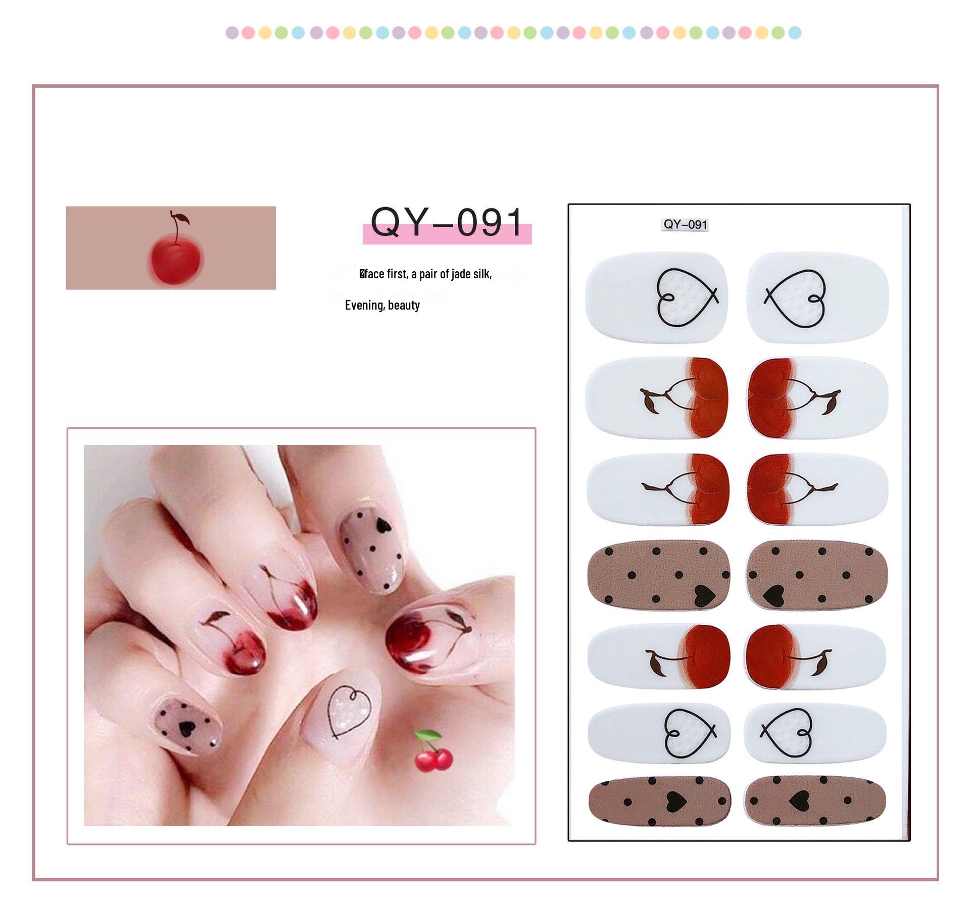 

Korean HyunA Style Translucent Nail Stickers - Flowers, Rainbow, Smiley Faces, Full-Cover Design