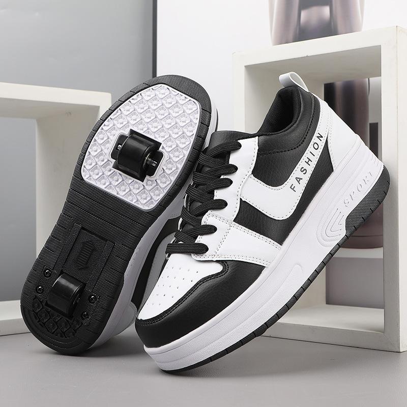 Internet Celebrities Spring New Runaway Shoes Girls Boys Students Double Wheel Pulley Shoes Invisible Beginner Skating Shoelaces Wheels