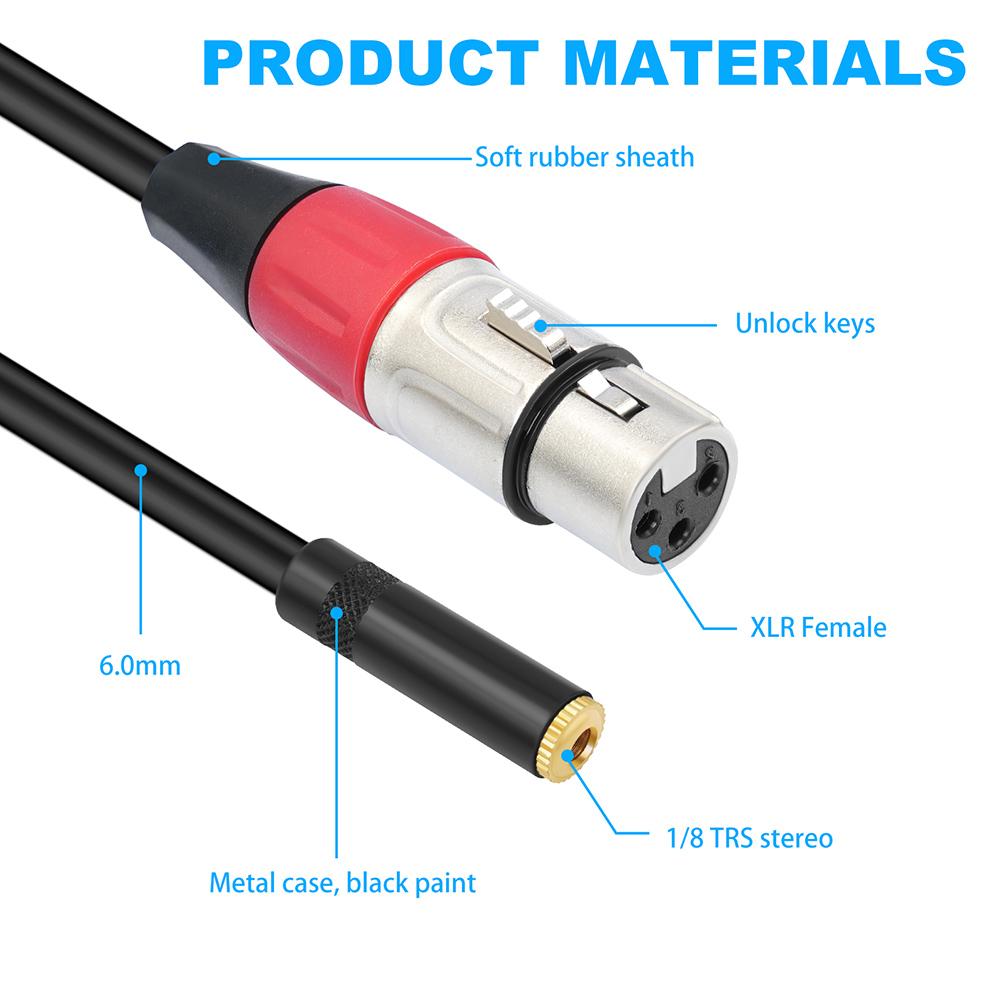 3.5mm 1/8 To XLR Microphone Cable 1/8 Inch To Dual XLR Male Stereo Cable for Stereo Mic To L & R Audio Track