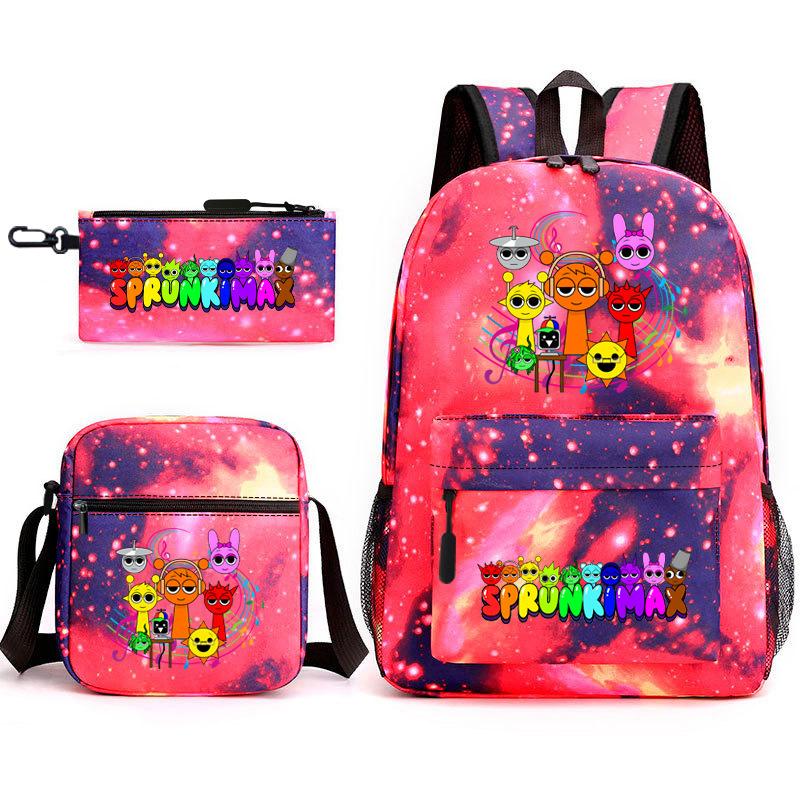 Anime Cartoon Backpack Sprunki Large Capacity Primary School Student Schoolbag Satchel Pencil Case