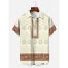 Men's Shirt Art Pattern Print Casual Shirt Short Sleeve Oversized Top Summer Vintage Flower Pattern Beach Y2k Fashion Clothing