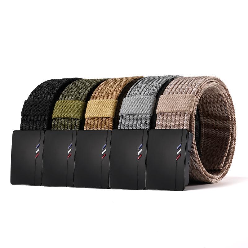Men's Belt Automatic Buckle Nylon Tactical Braid Belt Middle aged and Young People Outdoor Korean Style Trendy Trouser Belt Belt