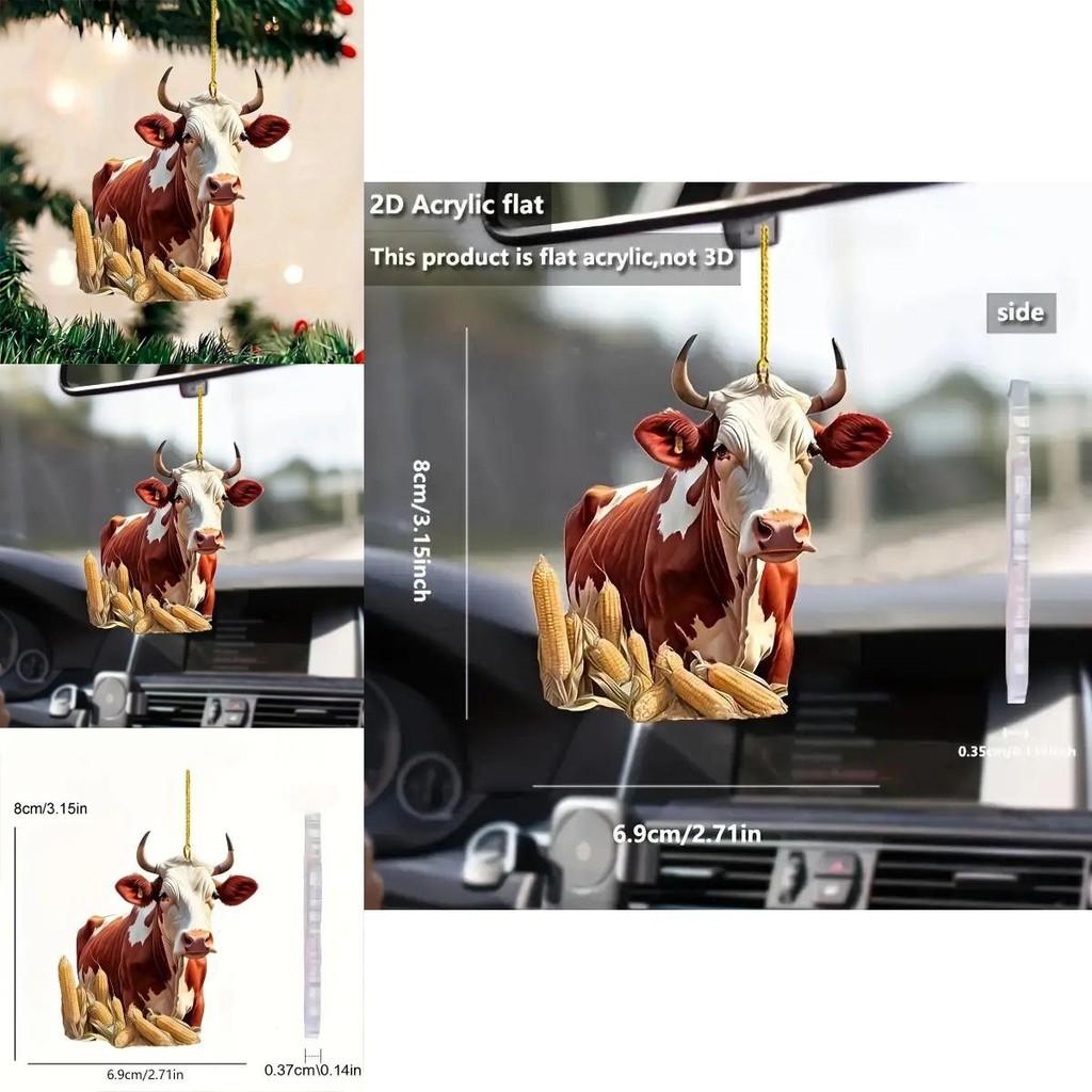 Playful Cow Acrylic Car Hanging Ornament For Bright Christmas Tree And Home Accents