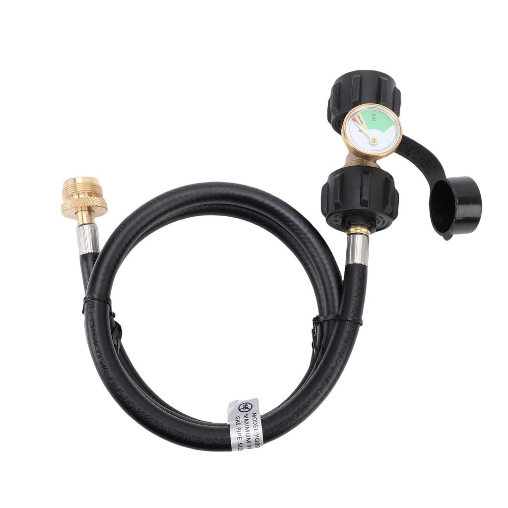 Gasgrill Druckmesser-Set mit 4FT Schlauch und Anschlüssen, Kompatibel 1lb 20lb QCC1 Typ 1 Tanks für BBQ, Wohnmobil, Camping