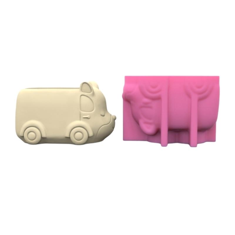 3D DIY Flower Pots Mold Silicone Concrete Mold Animal Car Shape Silicone Vase Molds for Crafting Concrete Candle Holders