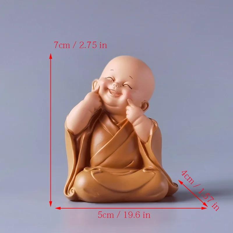 Resin Cute Little Monk Mini Statue Modern Handmade Sculpture Cute Home Living Room Desktop Figurines Children's Gifts Special