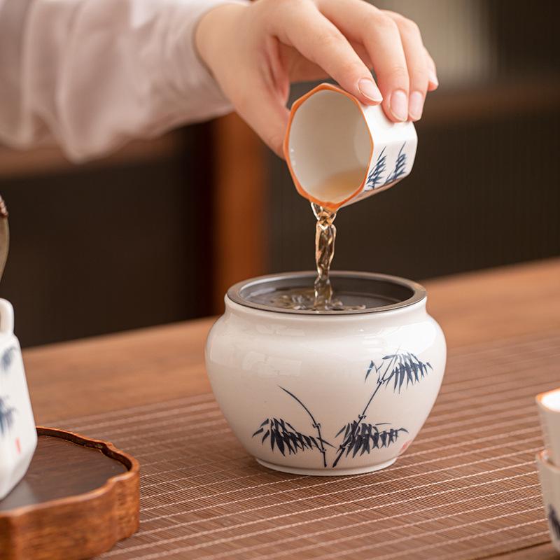 Hand-painted Ash Glaze Jianshui Ceramic Tea Wash Bowl (Kung Fu Tea Set)