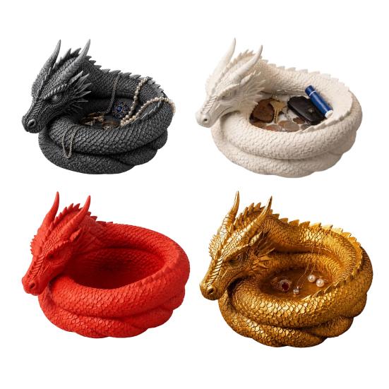 3D-gedrucktes Drachen-Aufbewahrungsfach, Dekorative Schlüsselablage mit Gothic-Fantasy-Design für Ringe, Schlüssel, Münzen, Schmuck, Schreibtisch-Organizer-Tablett für Homeoffice