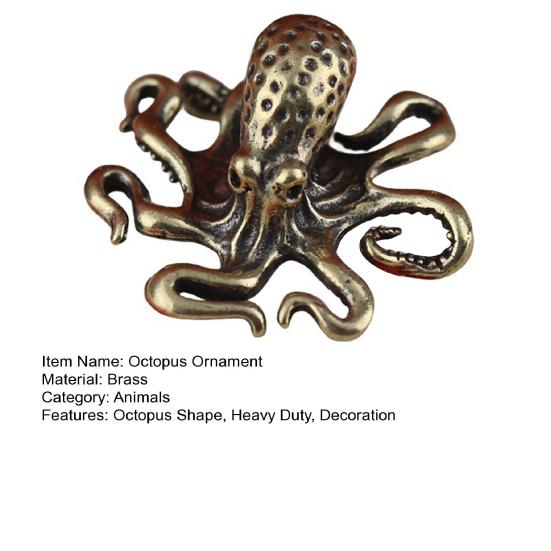 1/2/3/4Pcs Brass Octopus Figurine Metal Carving Octopus Statue Sea Animal Sculpture Feng Shui Decoration Home Office Desktop Ornament