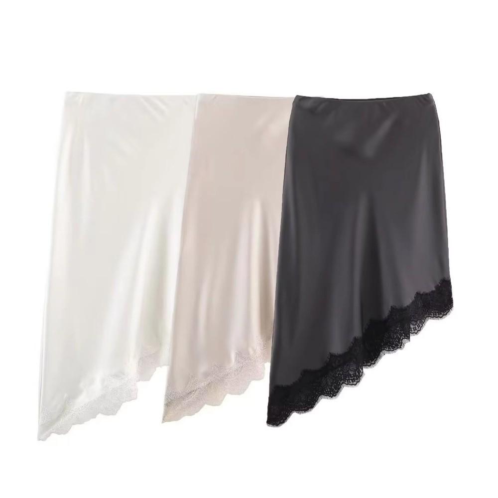 Lace Women's Skirts Elastic Lace Underskirt Fashion Satin Half Slip Dress  for Girls